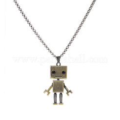合金ロボットペンダント201ステンレススチールベネチアンチェーンネックレス  アンティークブロンズ＆ステンレスカラー  23.62インチ（60cm）&nbsp;FS-WG372FC-03