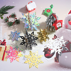 クリスマステーマのプラスチック製デコレーション18個、3つのスタイル  パーティー用品  ソンフレーク  ミックスカラー  146~250x146~250x0.5~1mm  6個/スタイル&nbsp;DIY-SC0026-69