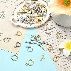 20セット2色304ステンレススチールマンテル  ミックスカラー  リング：19x14x2mm  穴：3mm  バー：24.5x7x2.5mm  穴：3mm  10セット/カラー&nbsp;STAS-YW0003-08B