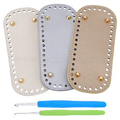 3個 3色 オーバルPUレザー DIYハンドバッグ底  2個 2スタイル アルミかぎ針フック  ミックスカラー  180x80mm&nbsp;DIY-CL0002-32