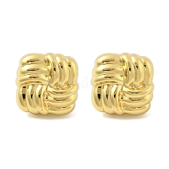 女性用スクエア 304 ステンレス スタッド イヤリング  ゴールドカラー  20x20mm&nbsp;EJEW-A125-63G