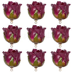 プラスチックペンダント10個  バラの花のチャーム  暗赤色  25~28x22~25x20~23mm  穴：1.5mm&nbsp;KY-SC0002-62