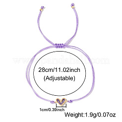 真鍮パヴェキュービックジルコニアハートリンクブレスレット  女性用調節可能なポリエステル糸編みブレスレット  パールピンク  内径：11インチ（28cm）&nbsp;TM7606-6