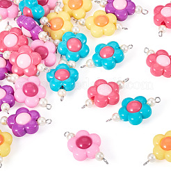 30Pcs 5 Colors Acrylic Beaded Connector Charms&nbsp;PALLOY-TAC0195
