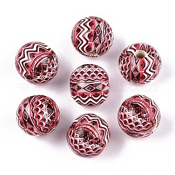 Bohemian Style Printed Schima Wood Beads&nbsp;WOOD-T032-31M