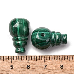 天然マラカイト3穴グルビーズ  ラウンド  シーグリーン  22x13x12mm  穴：1.6mmと2mm&nbsp;G-D312-03