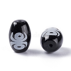 チベット風ジービーズ  天然石瑪瑙ビーズ  染め＆加熱  オーバル  クモ柄  13.5x10mm  穴：1.2mm&nbsp;TDZI-Z001-05