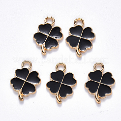 合金エナメルチャーム  クローバー  ライトゴールド  ミックスカラー  18x12x2mm  穴：2mm&nbsp;ENAM-S121-050-M