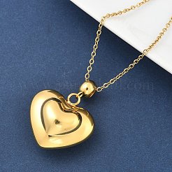 201ステンレススチールラブハートペンダントネックレス女性用  18KGP本金メッキ  17.52インチ（44.5cm）&nbsp;NJEW-Z069-01G-02