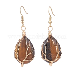 Teardrop Gemstone with Tree Dangle Earrings&nbsp;EJEW-JE04867