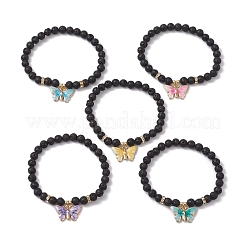 Round Natural Lava Rock Beads Stretch Bracelets for Women&nbsp;BJEW-JB11401