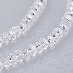 透明ガラスビーズ連売り  多面カット  ロンデル  透明  2.9~3.3x2mm  穴：0.5mm  約135~140個/連  32~34cm&nbsp;GLAA-R135-2mm-10