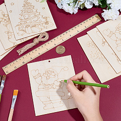10Pcs Christmas Unfinished Blank Wood Pendants Set for Painting Arts&nbsp;WOOD-SP0001-79C