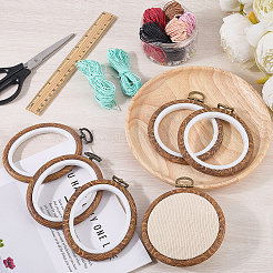 6個 2スタイル プラスチック クロスステッチ 刺繍枠  模造の木  裁縫用具アクセサリー  リング＆オーバル  バリーウッド  121~129.5x92~102.5x8.5~9mm  3個/スタイル&nbsp;DIY-CP0012-39