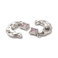 合金ペンダント  ガラスと  プラチナ  鉛フリー＆カドミウムフリー  ムーンチャーム  ミスティローズ  23x20x4mm  穴：1.6mm&nbsp;PALLOY-K001-091P-03