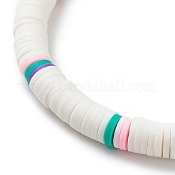 Handmade Polymer Clay Heishi Surfer Stretch Bracelet&nbsp;BJEW-JB08903