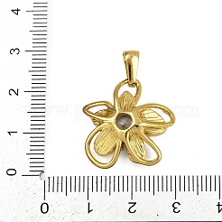 304ステンレススチールエナメルペンダント  花  ラインストーン付き  ゴールドカラー  グリーン  21.5x21.5x6.5mm  穴：6.7x3mm&nbsp;STAS-C139-03D-G