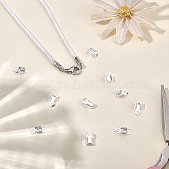 鉄製折りたたみカシメエンドパーツ子 400個 2袋  圧着コードの端を折ります  銀  9x4x3.5mm  穴：1.8mm  インナーワイド：3mm  約200個/袋&nbsp;IFIN-CL0001-10S