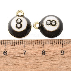 合金ラインストーンペンダント  エナメル  ビリヤードのお守り  ラックめっき  ゴールドカラー  16x13x7mm  穴：1.8mm&nbsp;AL-CBA7256-02G