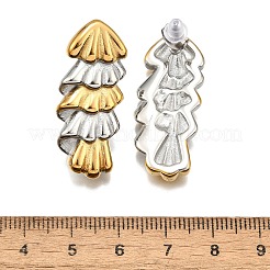 304ステンレススチール製ツートンカラースタッドピアス（女性用）  18KGP本金メッキ  折りたたみチャーム  34x14.5mm&nbsp;EJEW-R023-01GP-03