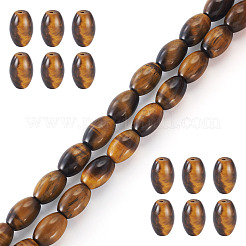 天然タイガーアイビーズ1連  ライス  グレードAB +  12x8~8.5mm  穴：0.8mm  約30個/連  14.69インチ（37.3cm）&nbsp;G-TA0003-16