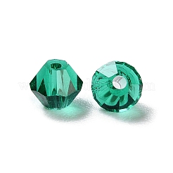 透明ガラスビーズ  双円錐形  ミディアムシーグリーン  4x4x3.5mm  穴：1mm  720個/袋&nbsp;GGLA-Z004-05Q