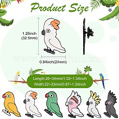 12個 6スタイル オウム エナメルピン  バックパック用衣類用亜鉛合金ラペルピンバック  ブラック  ミックスカラー  26~34x22~33mm  2個/スタイル&nbsp;JEWB-CJ0003-72