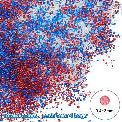 12袋 3色ガラスビーズ  穴がない  ラウンド  色は色合いによって異なります  ミックスカラー  0.4~3mm  4袋/カラー&nbsp;GLAA-PH0004-59