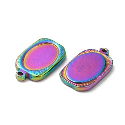 イオンプレーティング（IP）304ステンレススチールペンダントカボションセッティング  長方形  虹色  トレイ：10x15mm  21.6x13.5x2.8mm  穴：1.4mm&nbsp;STAS-K267-02RC