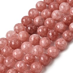 天然石ホワイトジェイドビーズ連売り  染め  ラウンド  ライトコーラル  10~10.5mm  穴：1mm  約37個/連  14.69~15''（37.3~38.1センチメートル）&nbsp;G-H348-10mm-09