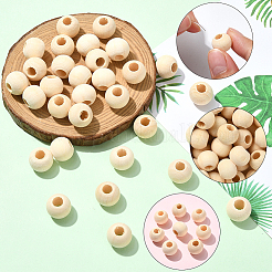 Natural Unfinished Wood Beads&nbsp;WOOD-SP0001-62D
