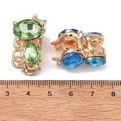 合金ラインストーンビーズ  猫の形  ライトゴールド  カラフル  26x18x18mm  穴：1.8mm&nbsp;LS-RB-NH0003-01