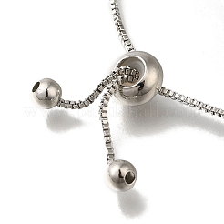 ラックメッキ真鍮製、マイクロパヴェクリアキュービックジルコニアベネチアンチェーンリング、スターリンクスライダーブレスレット付き  鉛フリー＆カドミウムフリー  長持ちメッキ  プラチナ  8-1/4インチ（21cm）&nbsp;BJEW-H614-07P