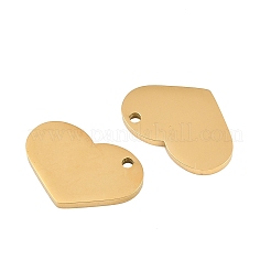 304ステンレスペンダント  ハートチャーム  空白タグのスタンプ  ゴールドカラー  10x16x1.5mm  穴：1.2mm&nbsp;SA-CBAB99D-01G
