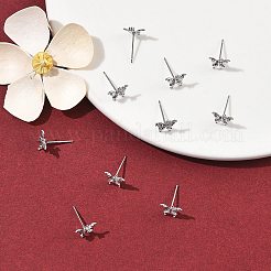 Shegrace 真鍮マイクロパヴェクリアキュービックジルコニアスタッドピアス  カドミウムフリーと鉛フリー＆ニッケルフリー  蝶  プラチナメッキ  8.5x9mm&nbsp;XGRQ4N863-725P