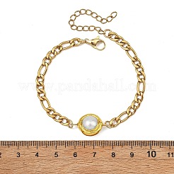 ナチュラルバロックパールケシパールリンクブレスレット  304ステンレススチールフィガロチェーンブレスレット女性用  ゴールドカラー  6.50インチ（16.5cm）&nbsp;BJEW-JB13963
