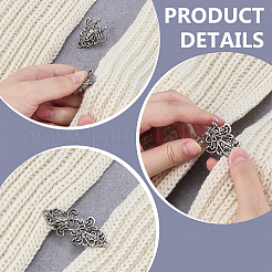 6Pcs 3 Styles Vintage Alloy Sweater Shawl Clips Brooches&nbsp;JEWB-ME0001-02