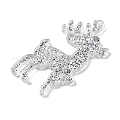 クリスマステーマのアクリルペンダント  鹿のチャーム  グレー  49.5x27x2.5mm  穴：1.8mm&nbsp;FIND-M035-04C