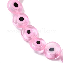 手作りナザールボンジュウランプワークビーズ連売り  フラットラウンド  ピンク  10~10.5x3.5mm  穴：0.7mm  約37個/連  14.06~14.17''（35.7~36センチメートル）&nbsp;LAMP-G164-10C-06