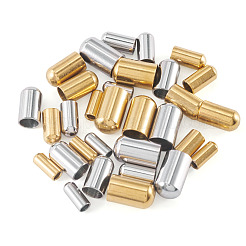 32個 8スタイル 304ステンレススチールコードエンド  コラム  ゴールデン·ステンレス鋼色  7~10x3~6mm  内径：2~5mm  4個/スタイル&nbsp;STAS-TA0003-16
