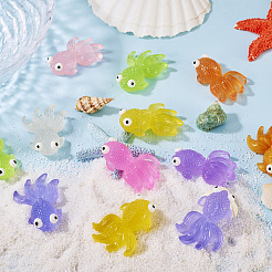 光る魚の樹脂製飾り  人形作り用  家のデスクトップの装飾  ミックスカラー  47~48x34x16~17mm&nbsp;AJEW-TAC0045-006