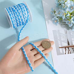 ツートンのポリエステルウェーブフリンジトリムリボン  ウェーブベンディングレーストリム  衣類の縫製やアートクラフトの装飾に  ドジャーブルー  1/4インチ（8mm）  約17.50ヤード（16m）/ pc&nbsp;OCOR-GF0003-97C