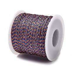 100mのポリエステル編みコード  メタリック糸付き  ラウンド  ブルー  1mm  約109.36ヤード（100m）/ロール&nbsp;OCOR-A010-04D