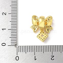 真鍮マイクロパヴェクリアキュービックジルコニアペンダント  ちょう結びのチャーム  18KGP本金メッキ  16x13x10mm  穴：4.5mm&nbsp;KK-A236-01G