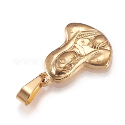 ステンレスペンダント201個  聖母マリア  ゴールドカラー  22x16x2mm  穴：9x3mm&nbsp;STAS-N096-09G