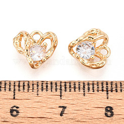 Brass Micro Pave Clear Cubic Zirconia Charms&nbsp;KK-N267-12G