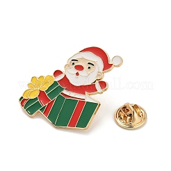 クリスマスエナメルピン  バックパック服用塗装合金バッジ  ゴールドカラー  サンタクロース  32.5x28.5mm&nbsp;JEWB-K028-01B-G