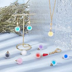 36色のフロスト樹脂ペンダント9個  金合金ループ付き  二層ビーズスタイル  模造ゼリー  ラウンド  ミックスカラー  20x15.5mm  穴：2.3mm  4個/カラー&nbsp;RESI-NB0001-82