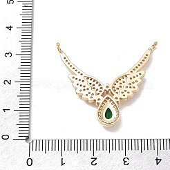 真鍮製マイクロパヴェグリーンキュービックジルコニアペンダント  翼のチャーム  ゴールドカラー  31x33x4mm  穴：3mm&nbsp;CU-CBA3371-08G