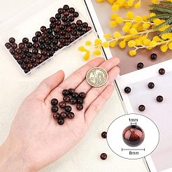 天然レッドタイガーアイビーズ2連  染め＆加熱  ラウンド  8mm  穴：1mm  約48個/連  15.3インチ&nbsp;G-OC0002-20